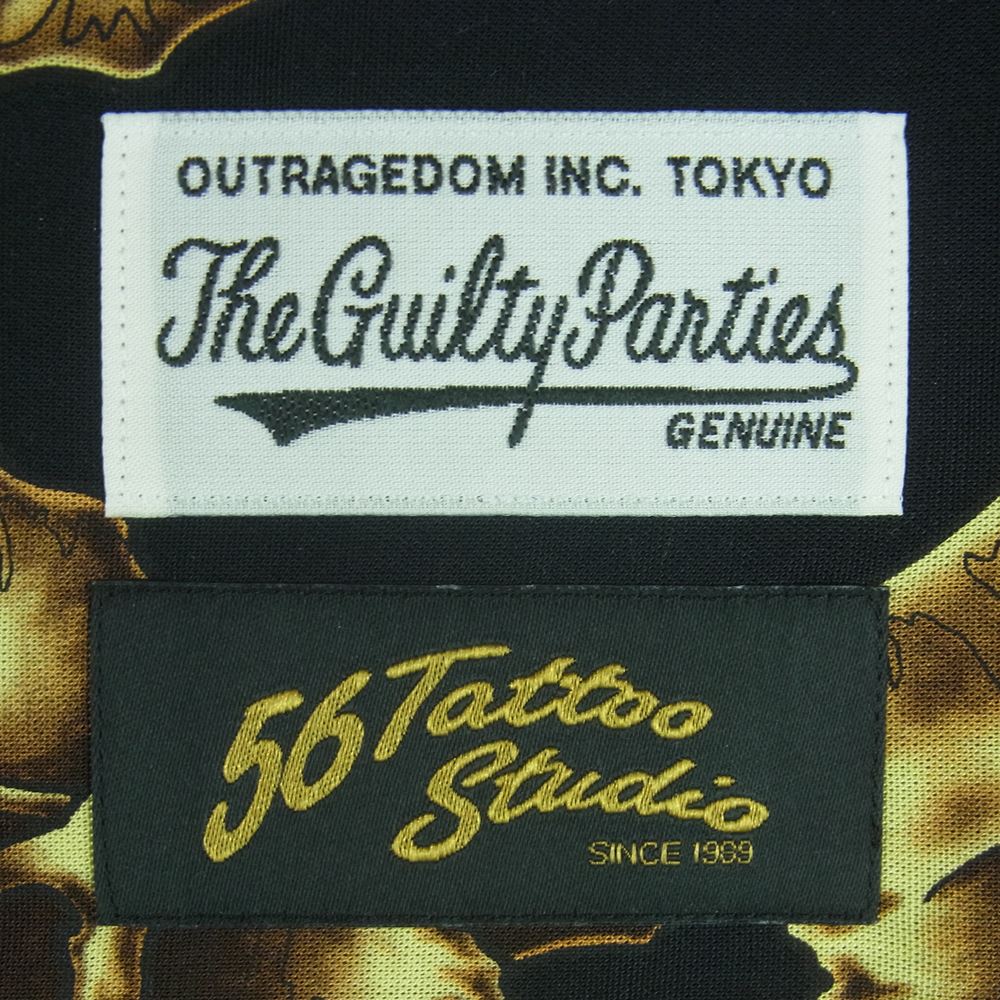 WACKO MARIA ワコマリア 21SS 56TS-WM-HI13 56 TATTOO STUDIO タトゥー スタジオ HAWAIIAN SHIRT L/S TYPE-2 ハワイアン 長袖 アロハ シャツ ブラック系 L【新古品】【未使用】【中古】