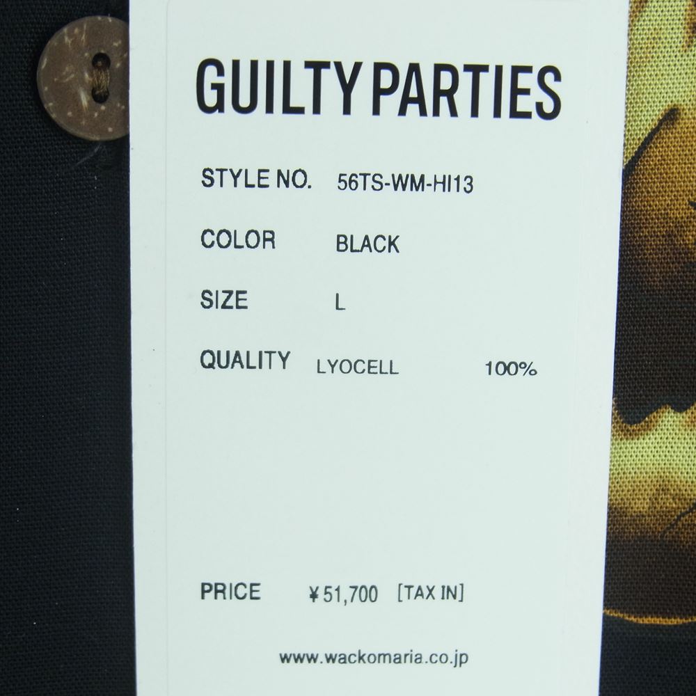 WACKO MARIA ワコマリア 21SS 56TS-WM-HI13 56 TATTOO STUDIO タトゥー スタジオ HAWAIIAN SHIRT L/S TYPE-2 ハワイアン 長袖 アロハ シャツ ブラック系 L【新古品】【未使用】【中古】