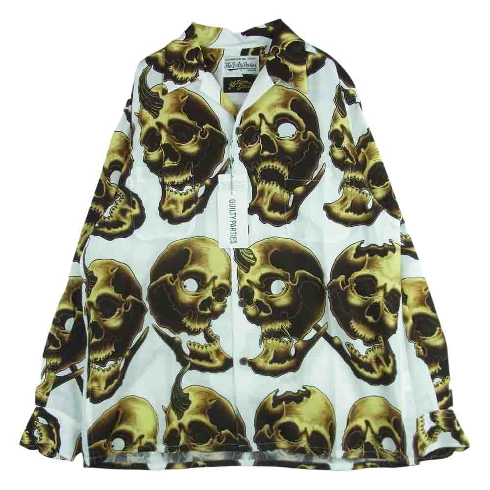 WACKO MARIA ワコマリア 21SS 56TS-WM-HI13 56 TATTOO STUDIO タトゥー スタジオ HAWAIIAN SHIRT L/S TYPE-2 ハワイアン 長袖 アロハ シャツ ホワイト系 M【新古品】【未使用】【中古】