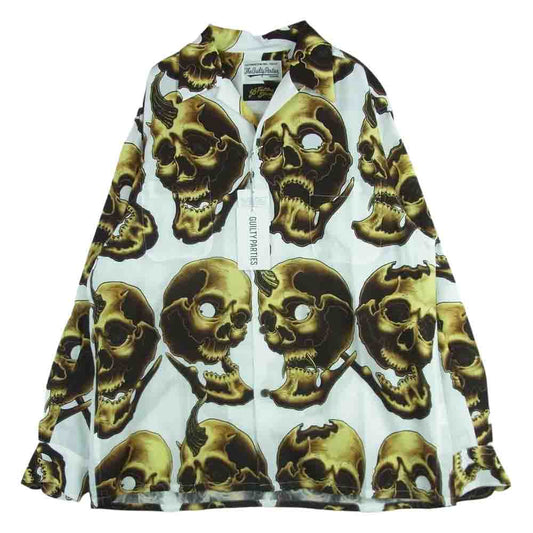 WACKO MARIA ワコマリア 21SS 56TS-WM-HI13 56 TATTOO STUDIO タトゥー スタジオ HAWAIIAN SHIRT L/S TYPE-2 ハワイアン 長袖 アロハ シャツ ホワイト系 M【新古品】【未使用】【中古】