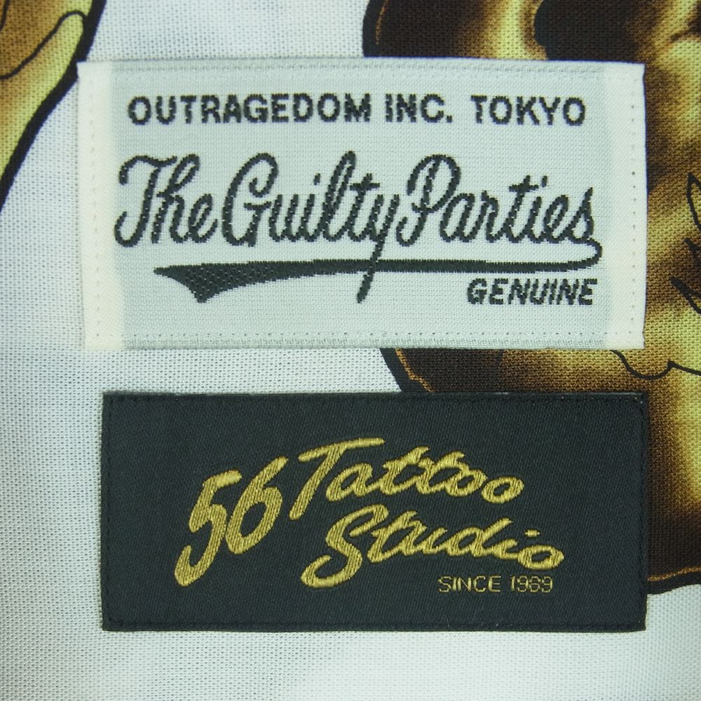 WACKO MARIA ワコマリア 21SS 56TS-WM-HI13 56 TATTOO STUDIO タトゥー スタジオ HAWAIIAN SHIRT L/S TYPE-2 ハワイアン 長袖 アロハ シャツ ホワイト系 M【新古品】【未使用】【中古】