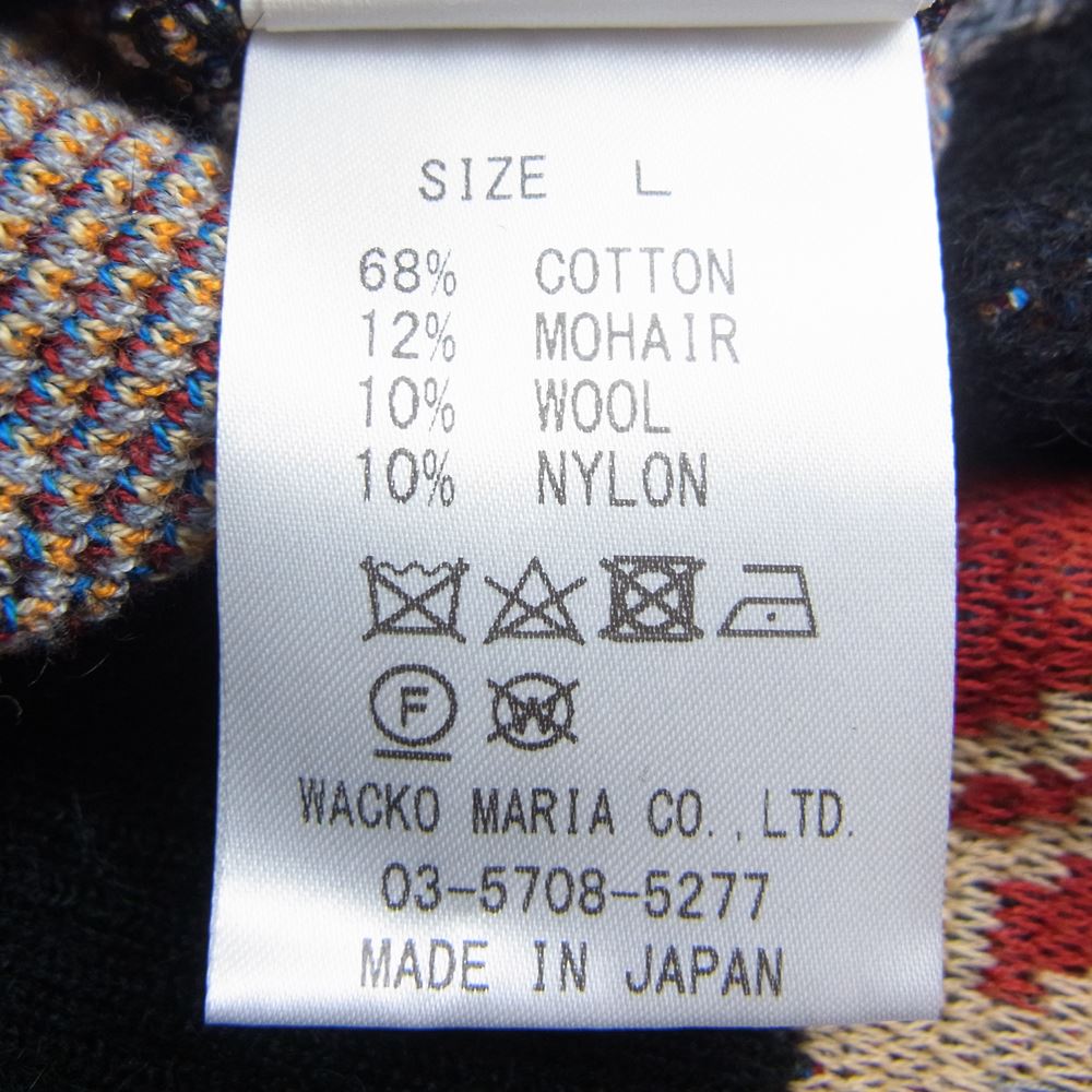WACKO MARIA ワコマリア 22AW BASQUIAT-WM-KN01 × JEAN-MICHEL BASQUIAT CREW NECK SWEATER TYPE-1 バスキア 総柄 クルーネック セーター ニット ブラック系 L【新古品】【未使用】【中古】
