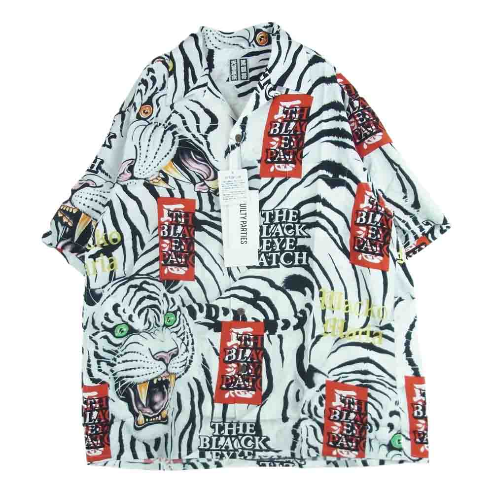 WACKO MARIA ワコマリア 22SS WM-HI01 BLACK EYE PATCH ブラックアイパッチ HAWAIIAN SHIRT S/S ハワイアン レーヨン アロハ 半袖 シャツ ホワイト系 M【新古品】【未使用】【中古】