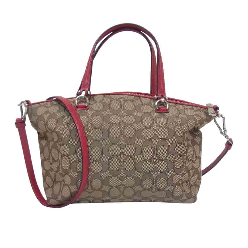 COACH コーチ 36311 PRAIRIE SATCHEL プレーリーサッチェル 2WAY シグネチャー ショルダーハンドバッグ レッド系 ブラウン系【中古】