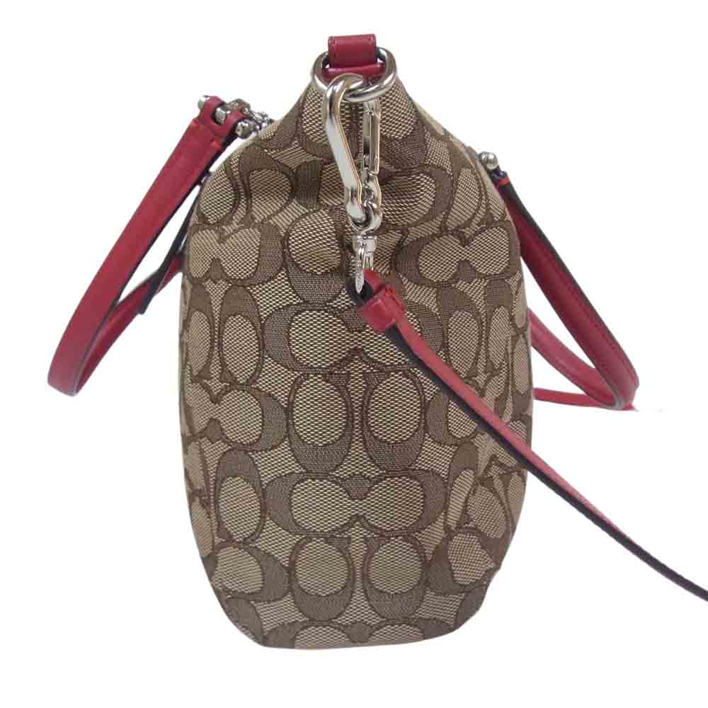 COACH コーチ 36311 PRAIRIE SATCHEL プレーリーサッチェル 2WAY シグネチャー ショルダーハンドバッグ レッド系 ブラウン系【中古】