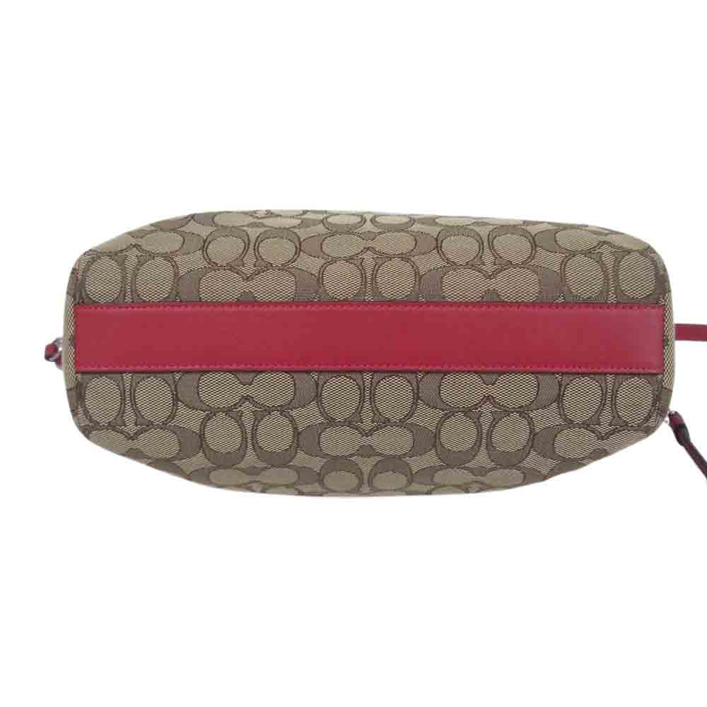 COACH コーチ 36311 PRAIRIE SATCHEL プレーリーサッチェル 2WAY シグネチャー ショルダーハンドバッグ レッド系 ブラウン系【中古】