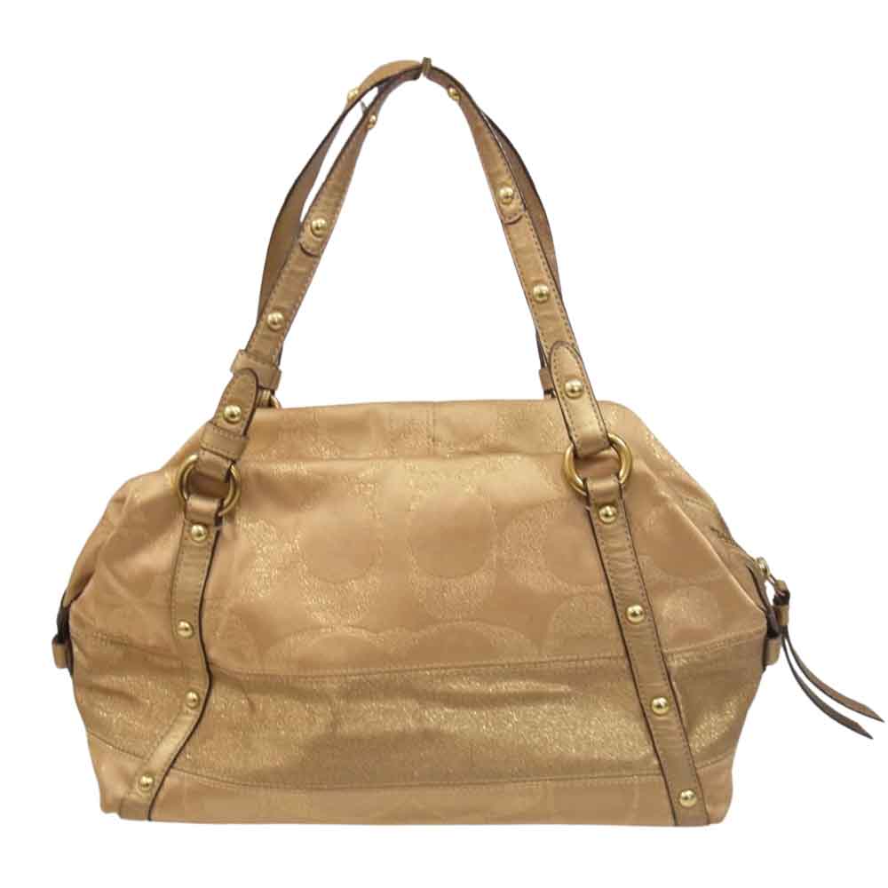 COACH コーチ F0826-12910 シグネチャー ハンド バッグ ゴールド系【中古】
