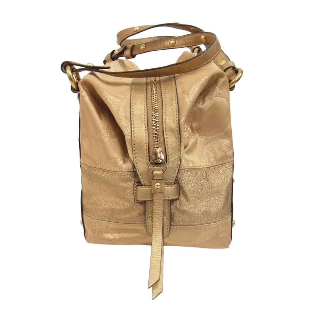 COACH コーチ F0826-12910 シグネチャー ハンド バッグ ゴールド系【中古】