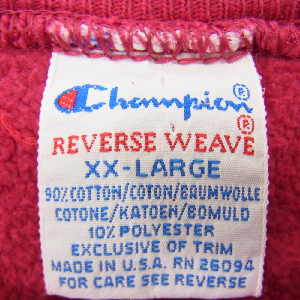 Champion チャンピオン 90s 刺繍タグ リバースウィーブ クルー ネック スウェット ピンク系 XXL【中古】