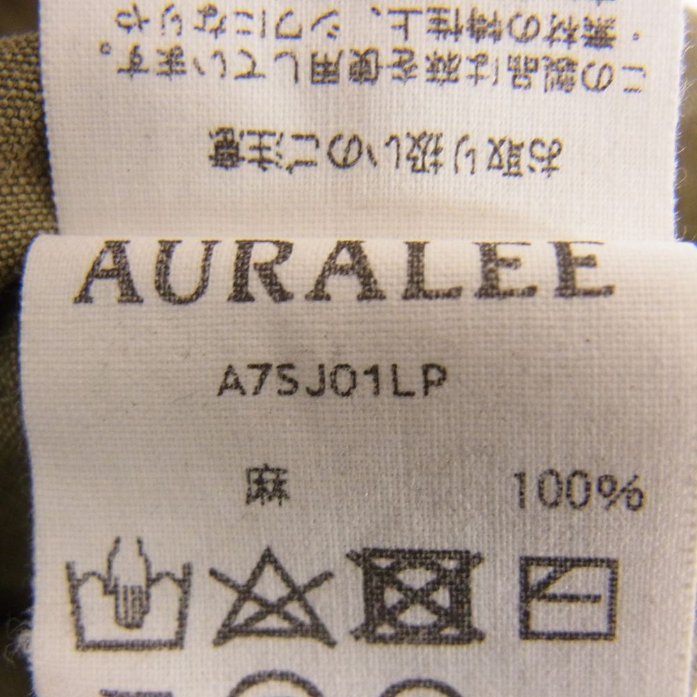AURALEE オーラリー A75J01LP WASHED LINEN BIG FATIGUE JACKET ウオッシュド リネン ジャケット カーキ系 4【中古】