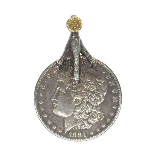 WINGROCK ウィングロック 金メタル イーグル クロー モルガン コイン ペンダントトップ シルバー系【中古】