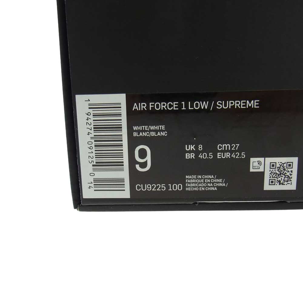 Supreme シュプリーム CU9225-100 × NIKE AIR FORCE 1 LOW ナイキ エアフォース1 ロー ローカットスニーカー ホワイト系 27.0cm【中古】