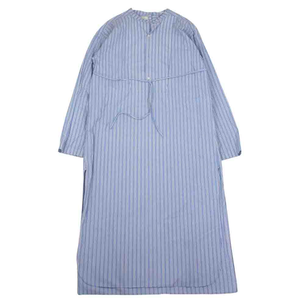 ライト BACK-PLACKET BAND COLLER LONG SHIRTS PAJAMA STRIPE ストライプ ロング ワンピース マルチカラー系 ブルー系 レッド系 2【中古】