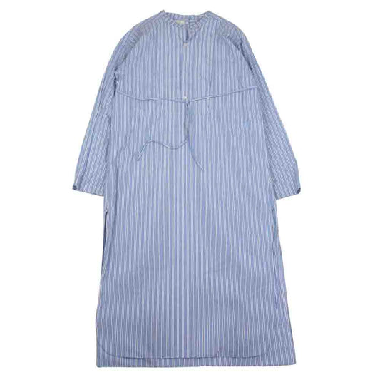 ライト BACK-PLACKET BAND COLLER LONG SHIRTS PAJAMA STRIPE ストライプ ロング ワンピース マルチカラー系 ブルー系 レッド系 2【中古】