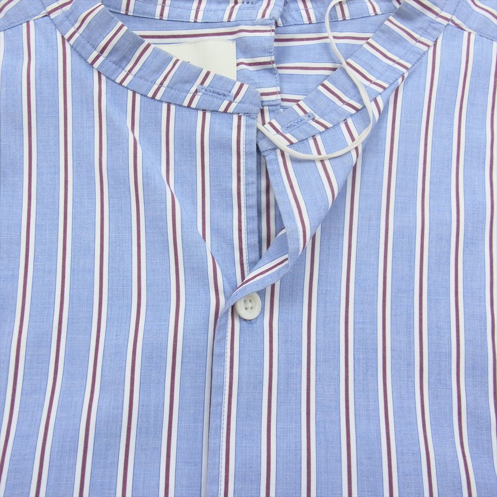 ライト BACK-PLACKET BAND COLLER LONG SHIRTS PAJAMA STRIPE ストライプ ロング ワンピース マルチカラー系 ブルー系 レッド系 2【中古】