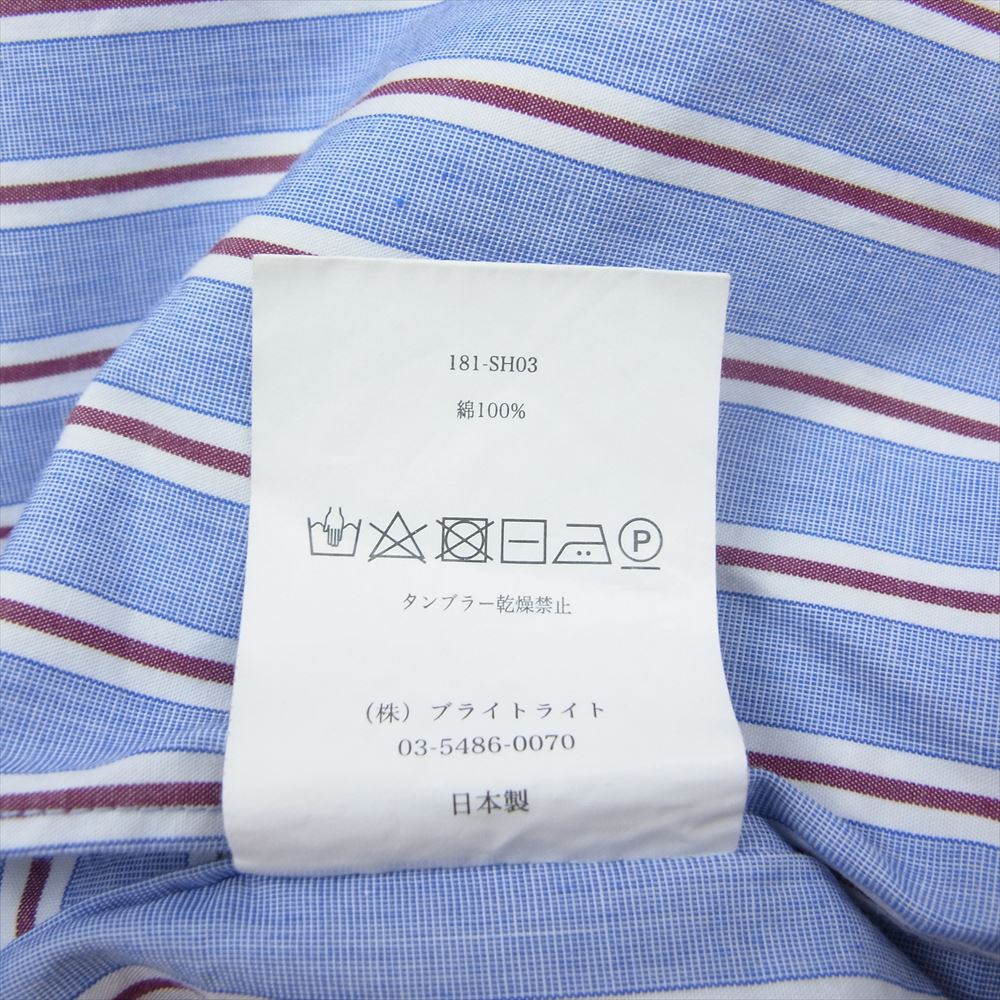 ライト BACK-PLACKET BAND COLLER LONG SHIRTS PAJAMA STRIPE ストライプ ロング ワンピース マルチカラー系 ブルー系 レッド系 2【中古】