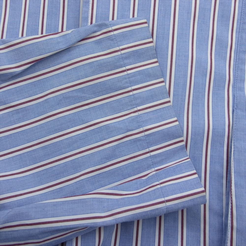 ライト BACK-PLACKET BAND COLLER LONG SHIRTS PAJAMA STRIPE ストライプ ロング ワンピース マルチカラー系 ブルー系 レッド系 2【中古】