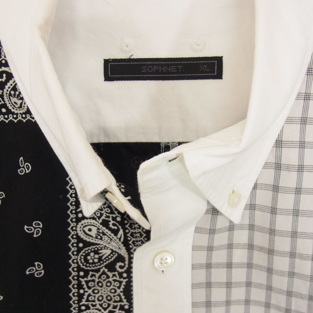 SOPHNET. ソフネット SOPH-222031 PATCH WORK BIG B.D SHIRT バンダナ パッチワーク ビッグ シャツ ホワイト系 XL【美品】【中古】