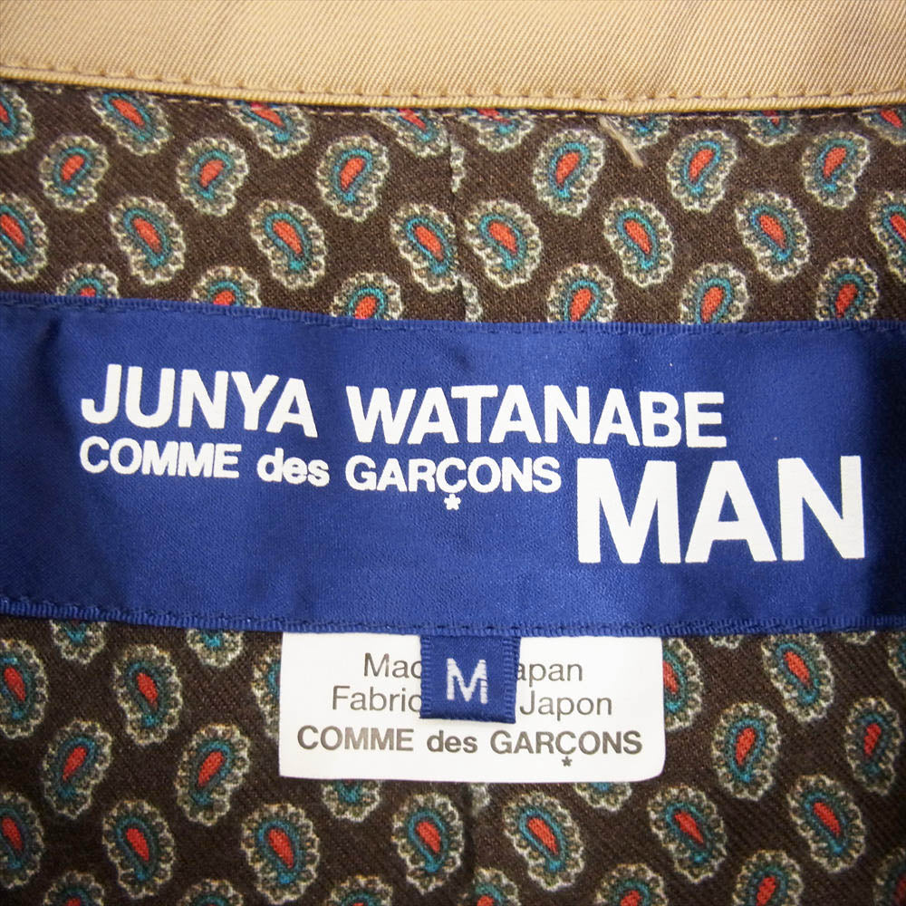 JUNYA WATANABE COMME des GARCONS MAN ジュンヤワタナベコムデギャルソンマン 20SS  WE-C003 ウール シルク リネン チェック 綿エステルツイル トレンチコート ベージュ系 M【中古】
