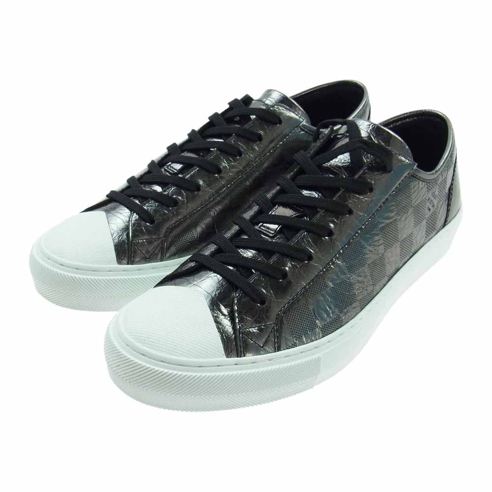 LOUIS VUITTON ルイ・ヴィトン LD0241 ダミエ タトゥーライン メタリック スニーカー ブラック系 メタルグレー系 6.5【極上美品】【中古】