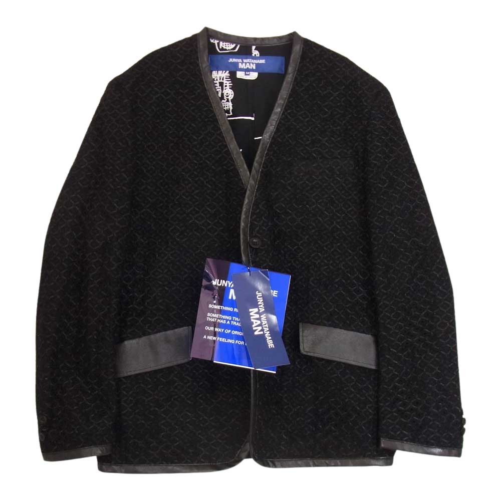 JUNYA WATANABE COMME des GARCONS MAN ジュンヤワタナベコムデギャルソンマン 23SS WK-J002-051 レーヨン ナイロンラッセルレース × ウールトロ Jean Michel Basquiat ジャケット  ブラック系 M【極上美品】【中古】