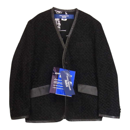 JUNYA WATANABE COMME des GARCONS MAN ジュンヤワタナベコムデギャルソンマン 23SS WK-J002-051 レーヨン ナイロンラッセルレース × ウールトロ Jean Michel Basquiat ジャケット  ブラック系 M【極上美品】【中古】