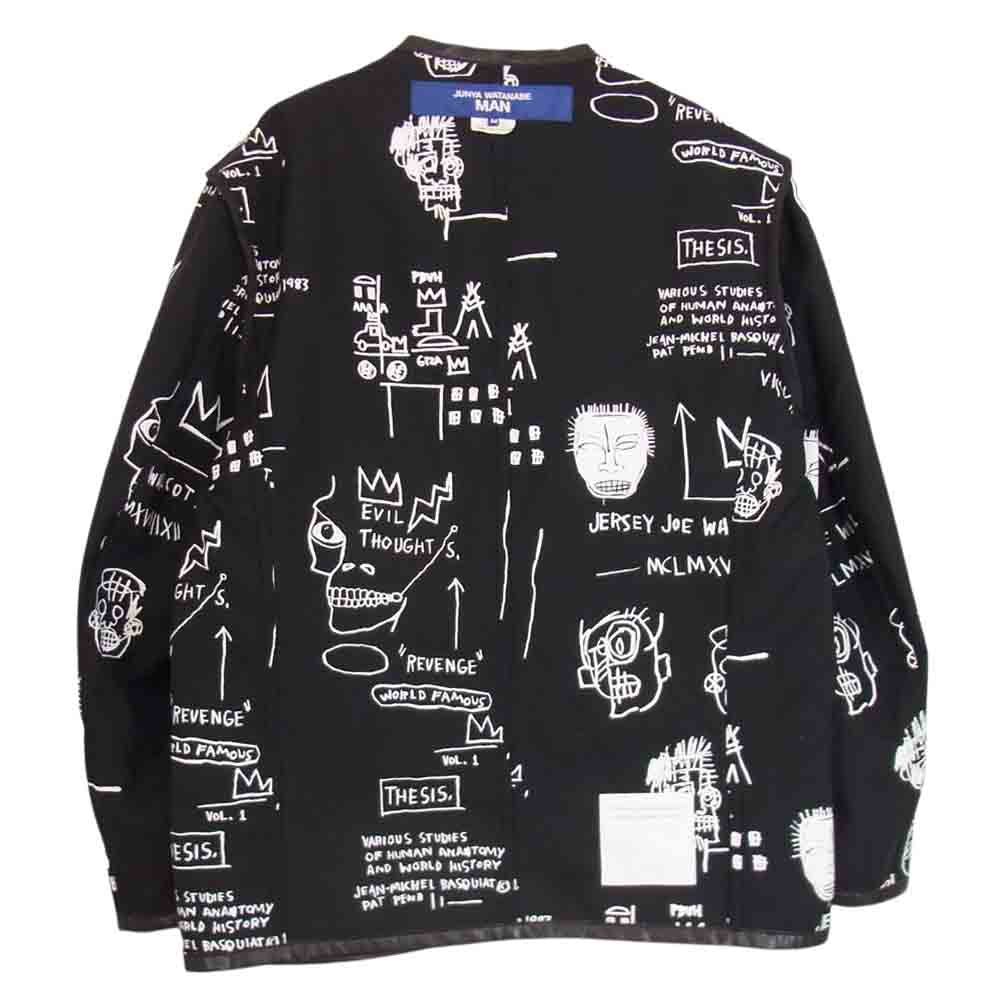 JUNYA WATANABE COMME des GARCONS MAN ジュンヤワタナベコムデギャルソンマン 23SS WK-J002-051 レーヨン ナイロンラッセルレース × ウールトロ Jean Michel Basquiat ジャケット  ブラック系 M【極上美品】【中古】