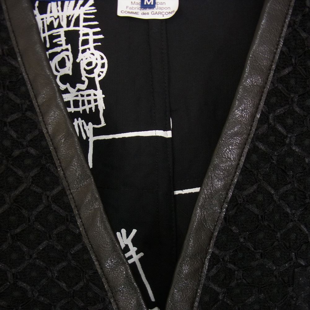 JUNYA WATANABE COMME des GARCONS MAN ジュンヤワタナベコムデギャルソンマン 23SS WK-J002-051 レーヨン ナイロンラッセルレース × ウールトロ Jean Michel Basquiat ジャケット  ブラック系 M【極上美品】【中古】