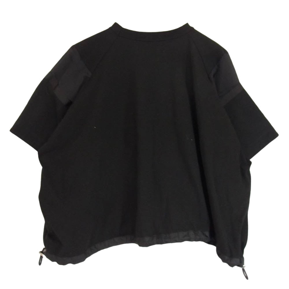 Sacai サカイ 22SS 22-05979 シースルー ナイロン切替 ドローコード クルーネック 半袖 Tシャツ ブラック系 2【中古】