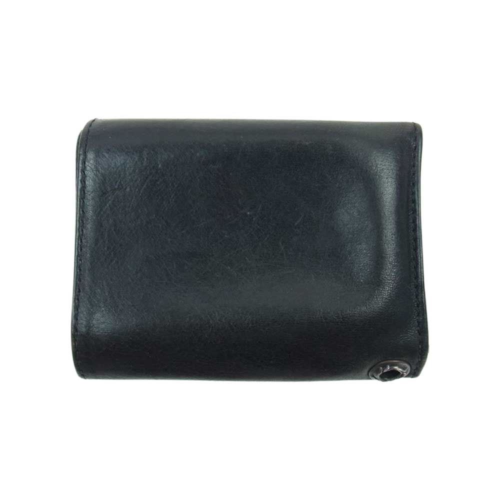 CHROME HEARTS クロムハーツ（原本無） 3 FOLD WALLET クロスボールボタン スリーフォールド コンパクト ウォレット 財布 ブラック系【中古】