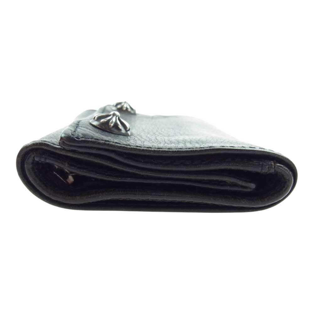 CHROME HEARTS クロムハーツ（原本無） 3 FOLD WALLET クロスボールボタン スリーフォールド コンパクト ウォレット 財布 ブラック系【中古】