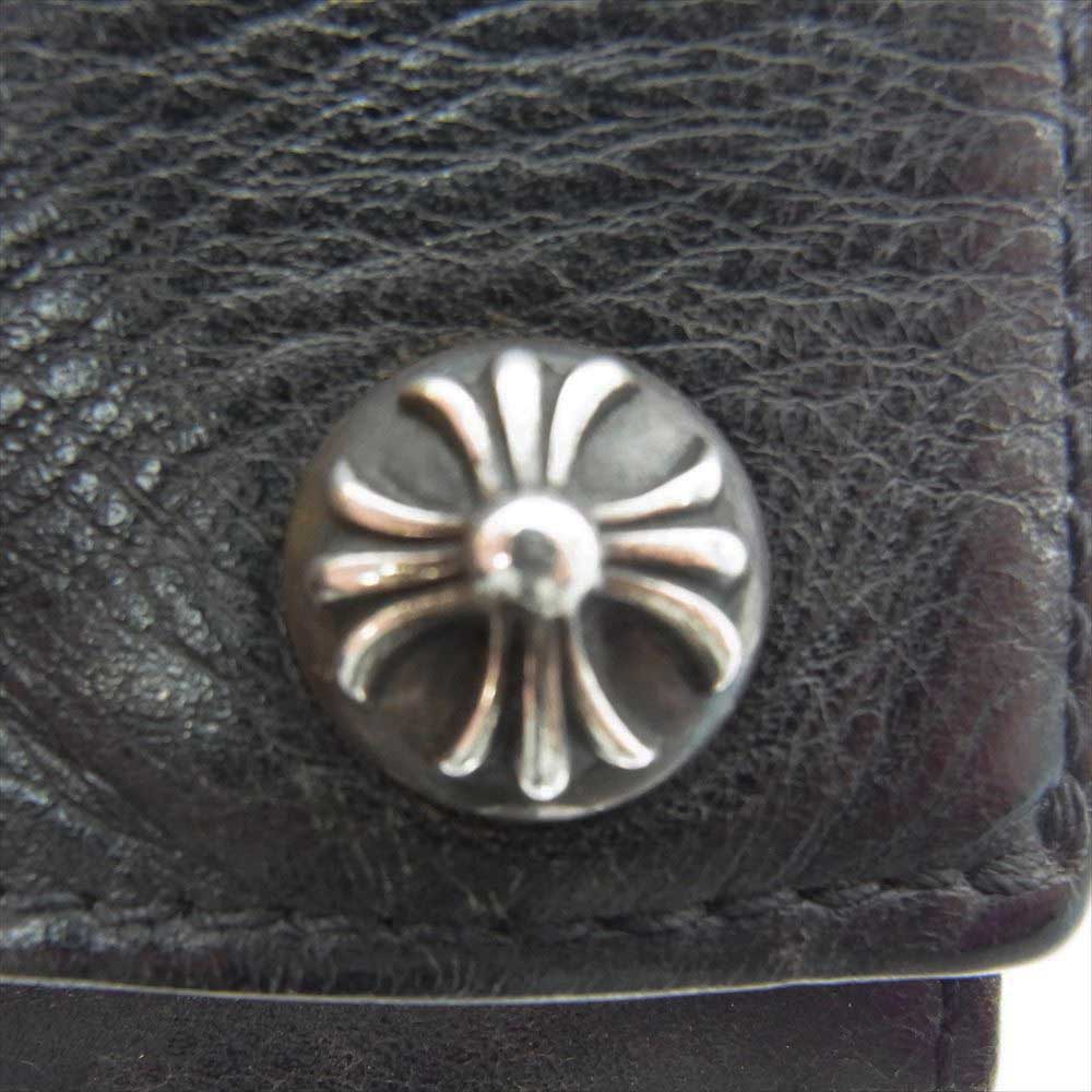 CHROME HEARTS クロムハーツ（原本無） 3 FOLD WALLET クロスボールボタン スリーフォールド コンパクト ウォレット 財布 ブラック系【中古】