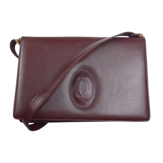 CARTIER カルティエ マストライン レザー ショルダー バッグ ブラウン系【中古】