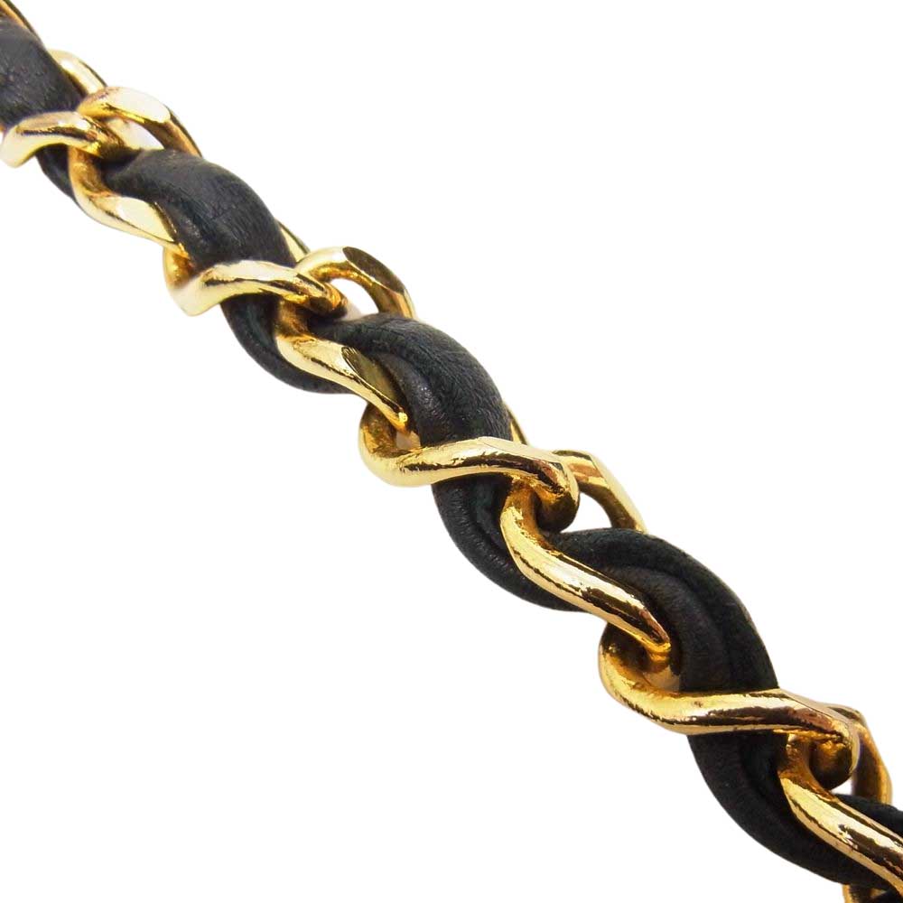 CHANEL シャネル ゴールド金具 マトラッセ フラップ チェーン ウォレット ショルダーバッグ ブラック系【中古】