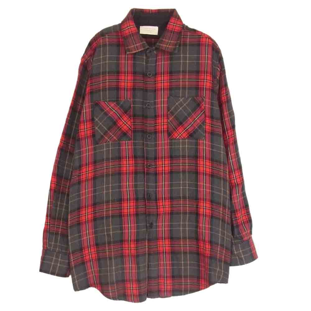 FEAR OF GOD フィアオブゴッド SECOND COLLECTION 2013-2014 2ndコレクション サイドジップ チェック 長袖 シャツ レッド系 サイズ表記無【中古】