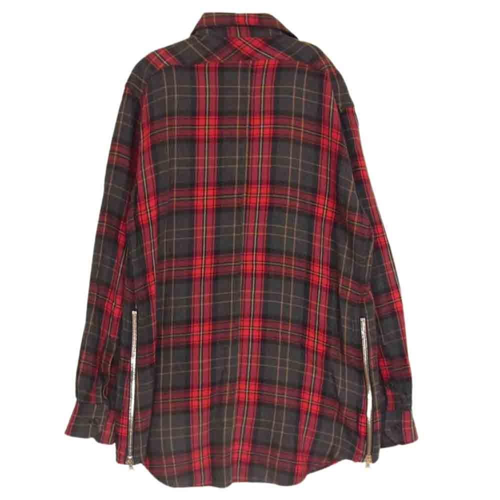 FEAR OF GOD フィアオブゴッド SECOND COLLECTION 2013-2014 2ndコレクション サイドジップ チェック 長袖 シャツ レッド系 サイズ表記無【中古】