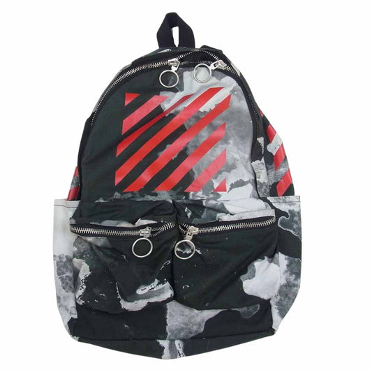 OFF-WHITE オフホワイト 国内正規品 イーストランドタグ DIAG BACKPACK ダイアゴナル タイダイ バックパック リュック ブラック系【中古】