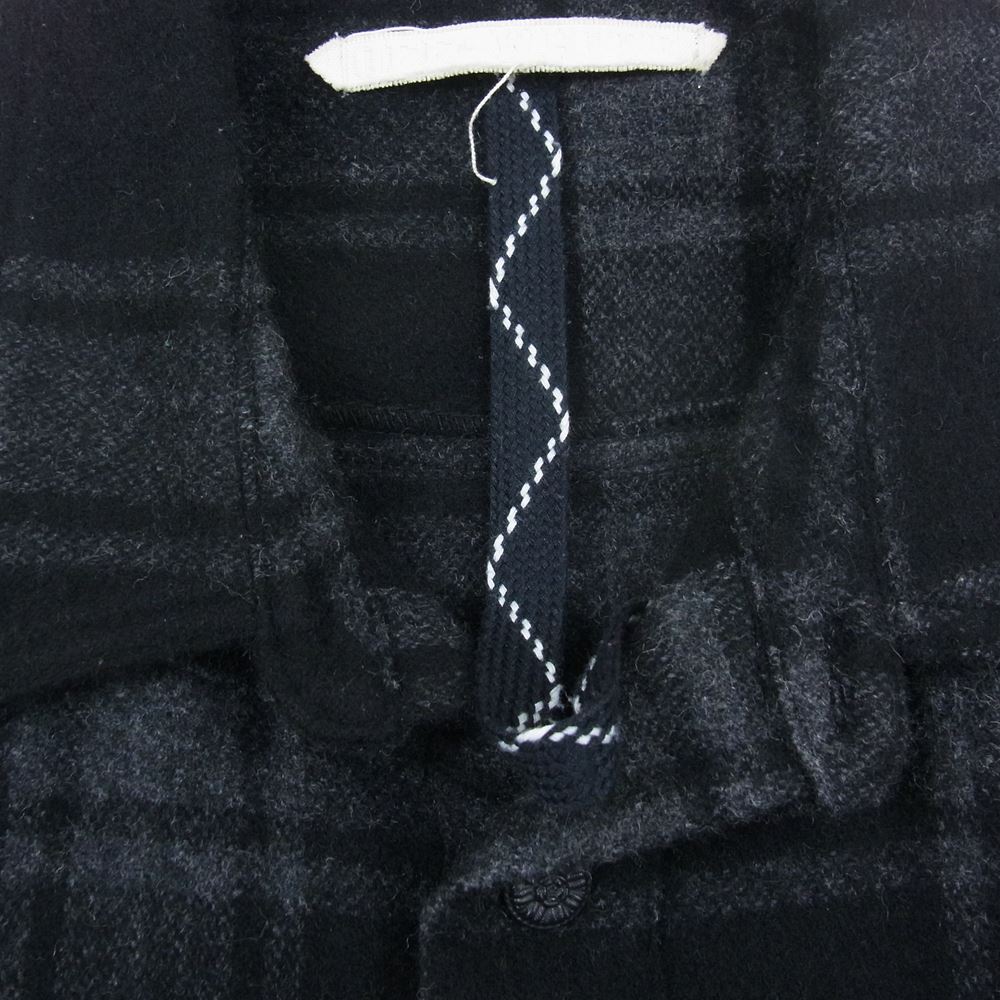 OFF-WHITE オフホワイト 14AW 13 ナンバリング バイアス バックプリント ウール チェック 長袖 シャツ グレー系 XS【中古】