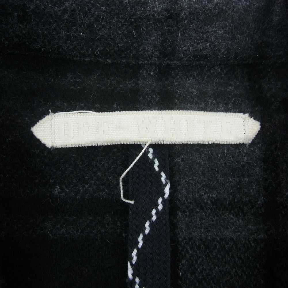 OFF-WHITE オフホワイト 14AW 13 ナンバリング バイアス バックプリント ウール チェック 長袖 シャツ グレー系 XS【中古】
