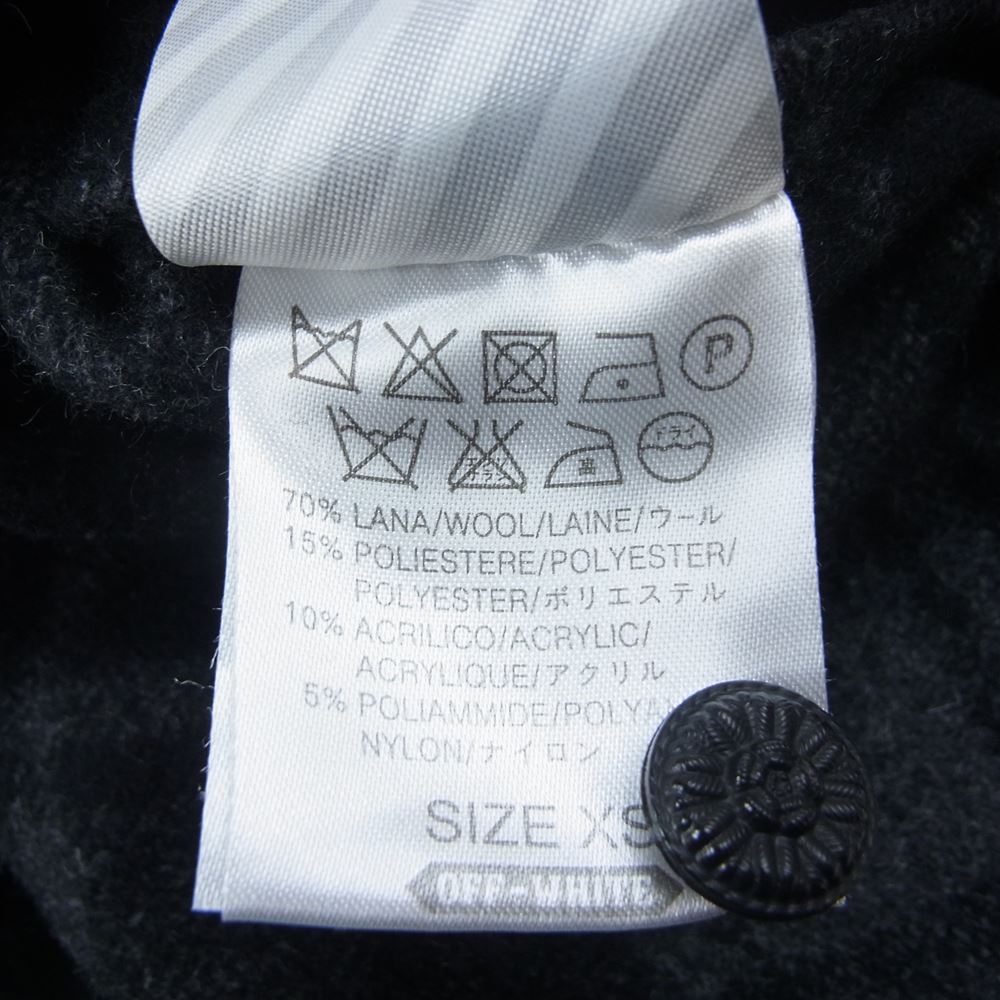 OFF-WHITE オフホワイト 14AW 13 ナンバリング バイアス バックプリント ウール チェック 長袖 シャツ グレー系 XS【中古】