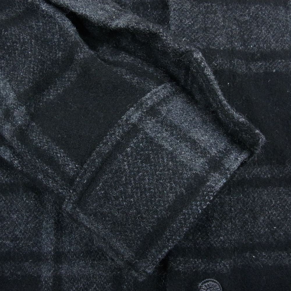 OFF-WHITE オフホワイト 14AW 13 ナンバリング バイアス バックプリント ウール チェック 長袖 シャツ グレー系 XS【中古】