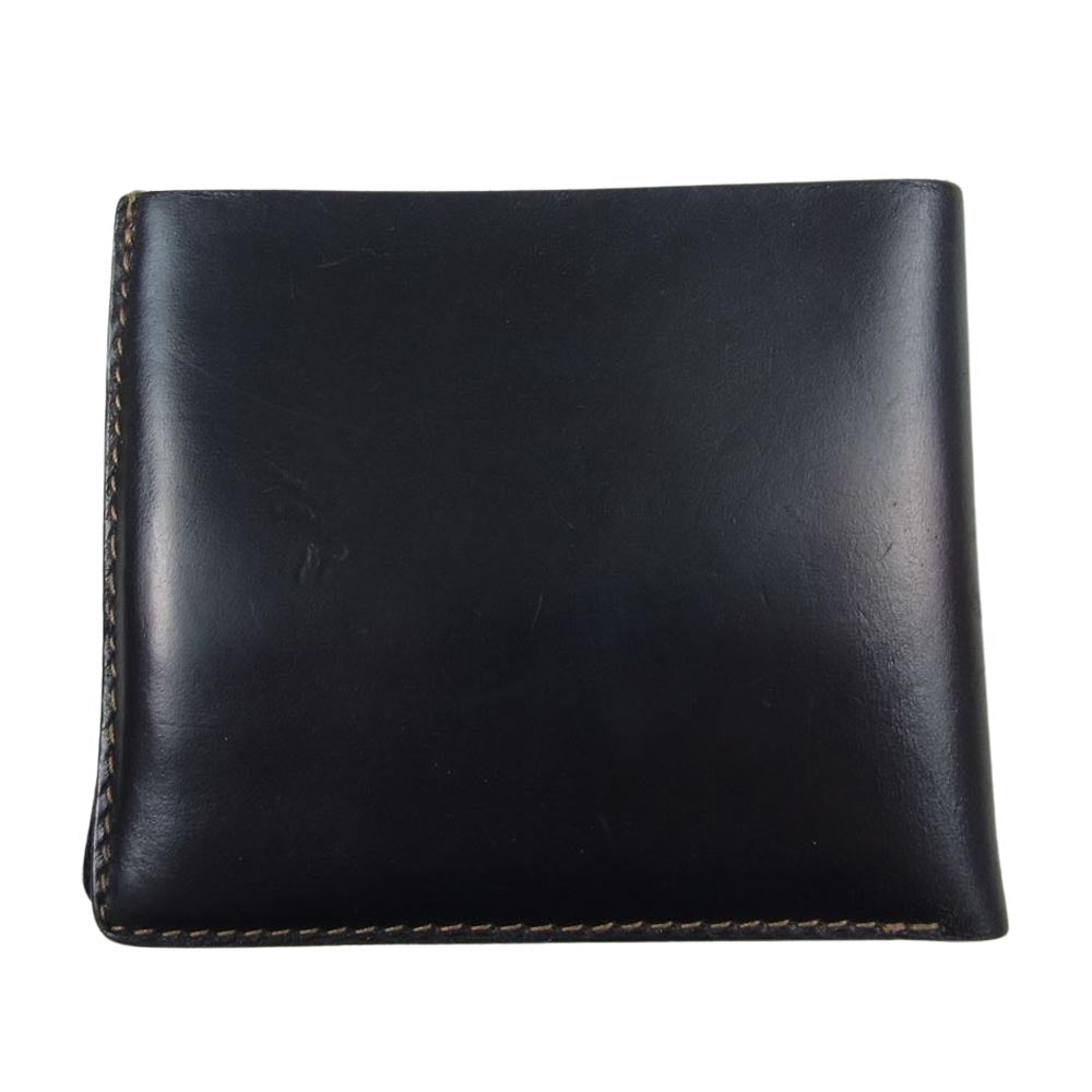 RRL ダブルアールエル ロゴ型押し レザー コンパクトウォレット 二つ折り財布 ブラック系【中古】