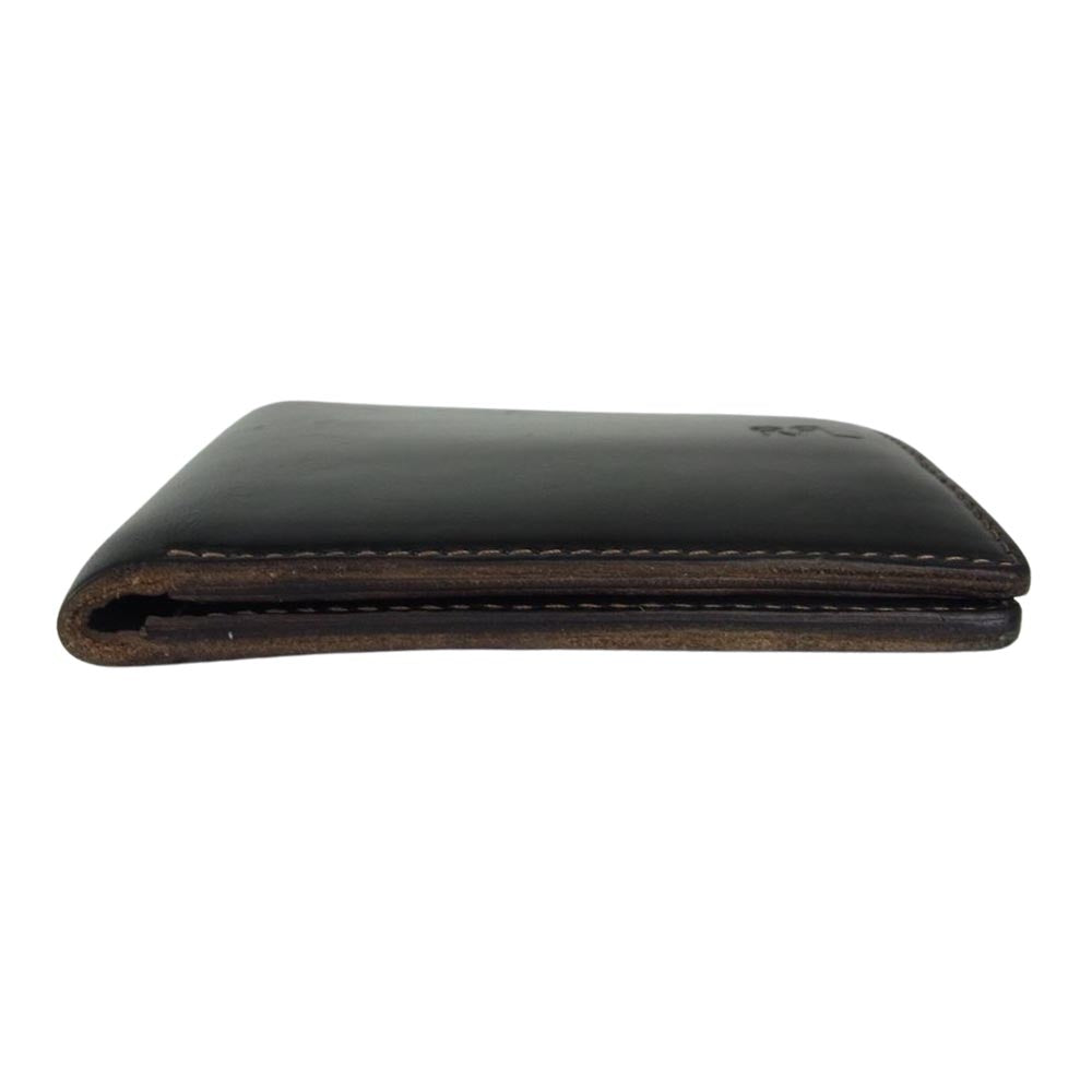 RRL ダブルアールエル ロゴ型押し レザー コンパクトウォレット 二つ折り財布 ブラック系【中古】