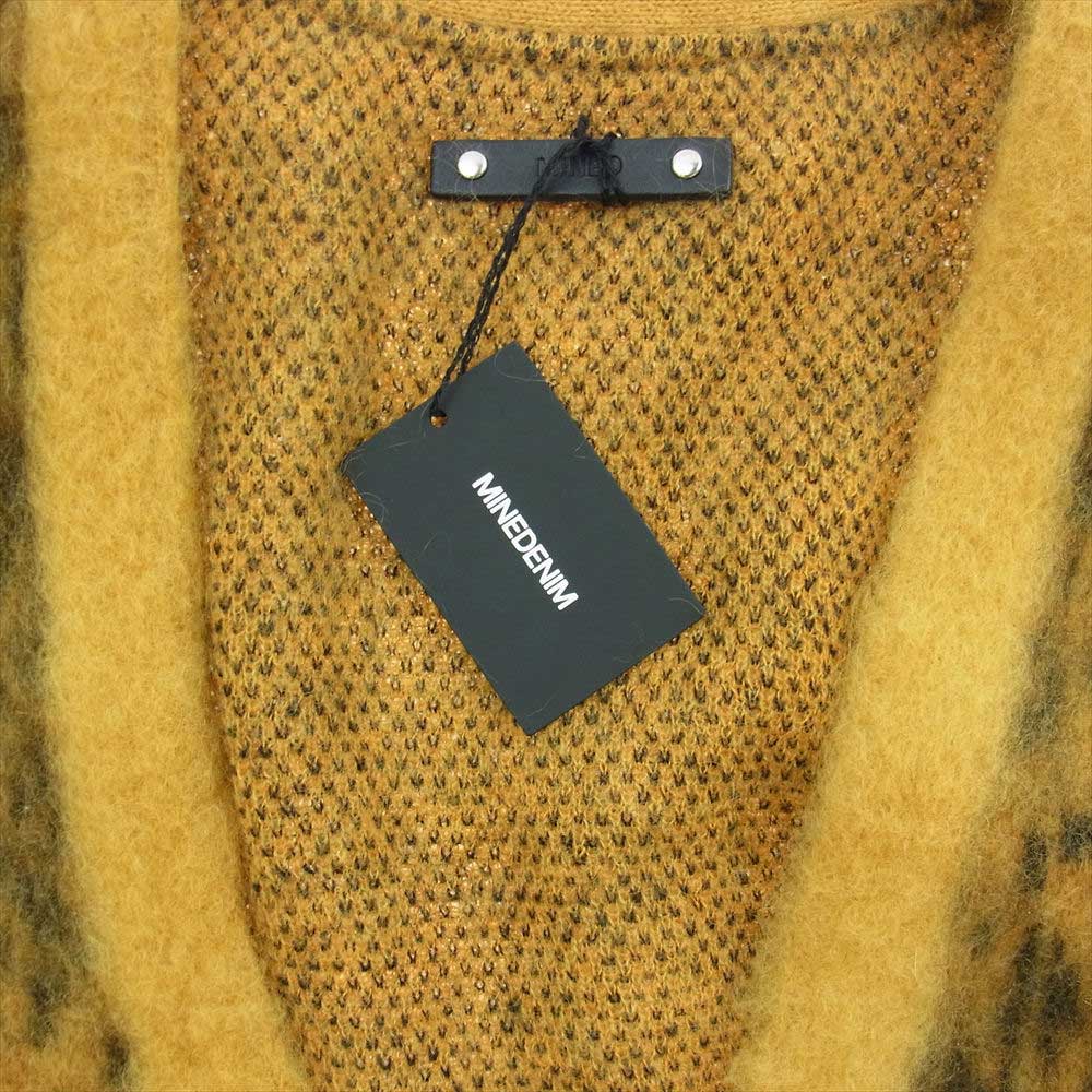 MINEDENIM マインデニム 22AW 2210-6001-27-032 Kid Mohair Leopard Knit Long Cardigan キッド モヘア レオパード ニット カーディガン イエロー系 3【新古品】【未使用】【中古】