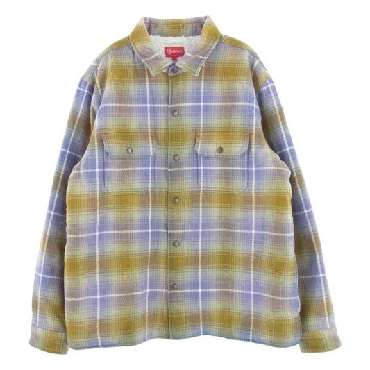 Supreme シュプリーム Shearling Lined Flannel Shirt  シアリング ラインド フランネル シャツ パープル系 ライトブラウン系 マルチカラー L【新古品】【未使用】【中古】