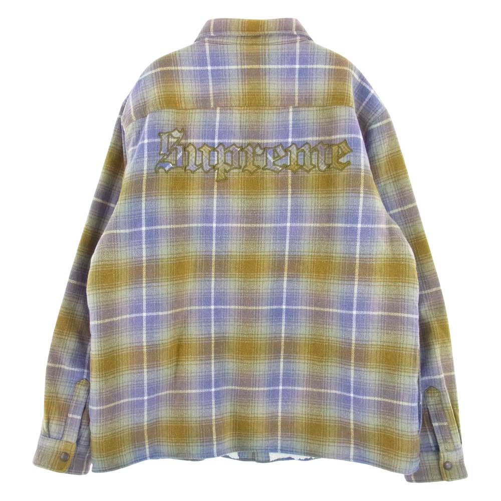 Supreme シュプリーム Shearling Lined Flannel Shirt  シアリング ラインド フランネル シャツ パープル系 ライトブラウン系 マルチカラー L【新古品】【未使用】【中古】