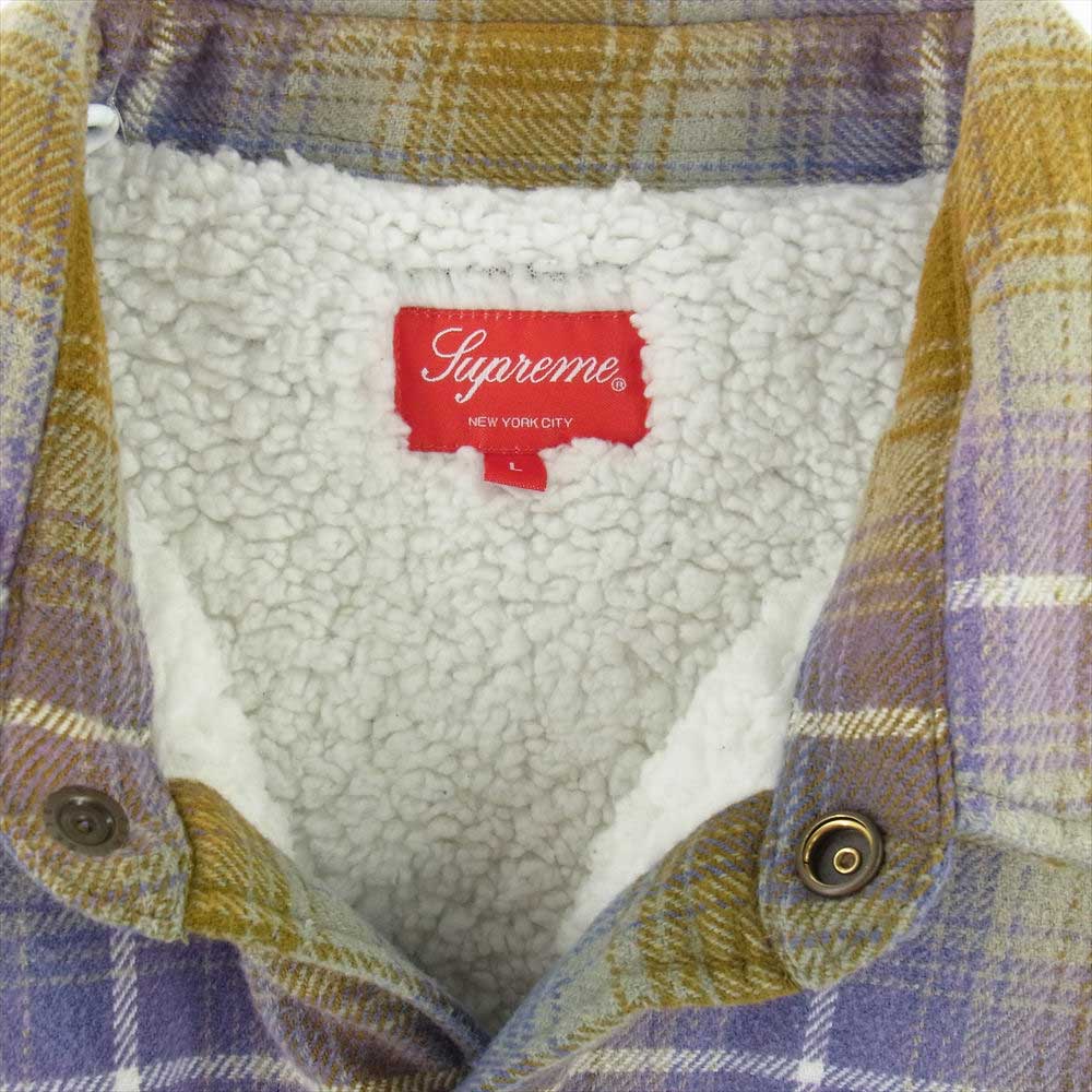 Supreme シュプリーム Shearling Lined Flannel Shirt  シアリング ラインド フランネル シャツ パープル系 ライトブラウン系 マルチカラー L【新古品】【未使用】【中古】
