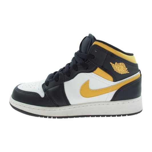 NIKE AIR JORDAN ナイキ ジョーダン 554724-177 AIR JORDAN 1 MID エアジョーダン ミッド ホワイト ポレン ブラック スニーカー ブラック系 ホワイト系 イエロー系 23.5cm【中古】