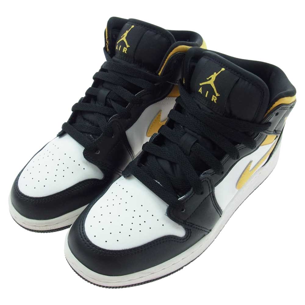 NIKE AIR JORDAN ナイキ ジョーダン 554724-177 AIR JORDAN 1 MID エアジョーダン ミッド ホワイト ポレン ブラック スニーカー ブラック系 ホワイト系 イエロー系 23.5cm【中古】