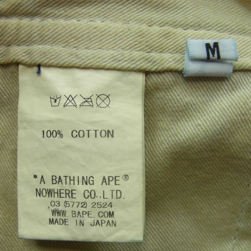 A BATHING APE アベイシングエイプ バック ロゴ 刺繍 デニム オールインワン ツナギ 日本製 インディゴブルー系 M【中古】